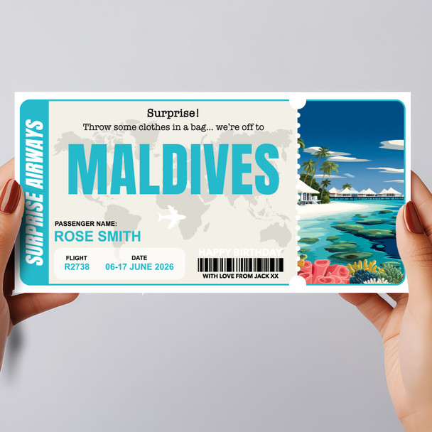 Trip To Maldives Pass Personalised Gift Voucher Surprise Trip Holiday Ticket