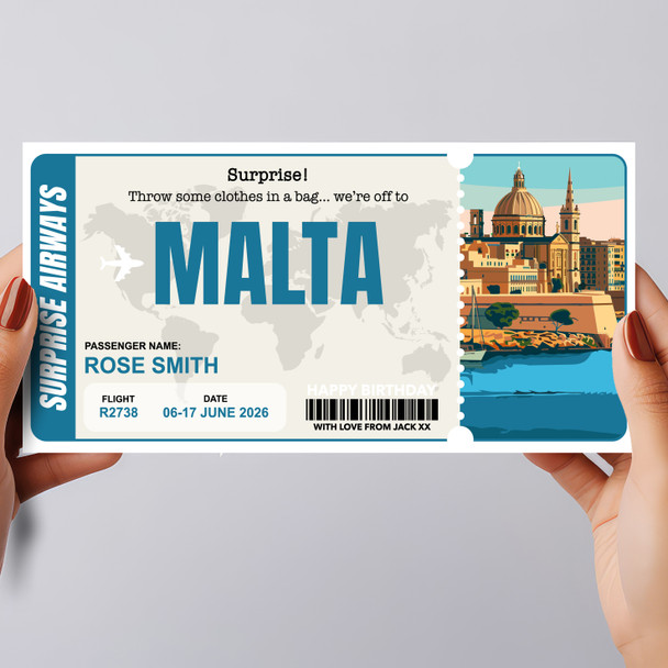 Trip To Malta Pass Personalised Gift Voucher Surprise Trip Holiday Ticket