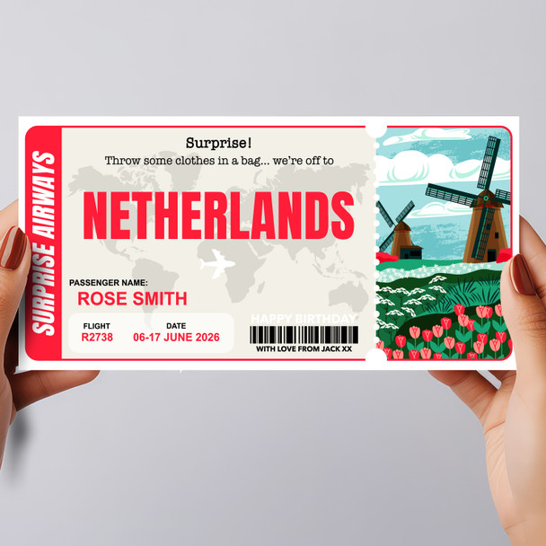 Trip To Netherlands Pass Personalised Gift Voucher Surprise Trip Holiday Ticket