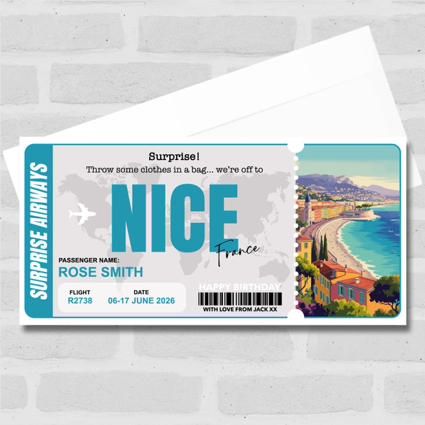 Trip To Nice Pass Personalised Gift Voucher Surprise Trip Holiday Ticket