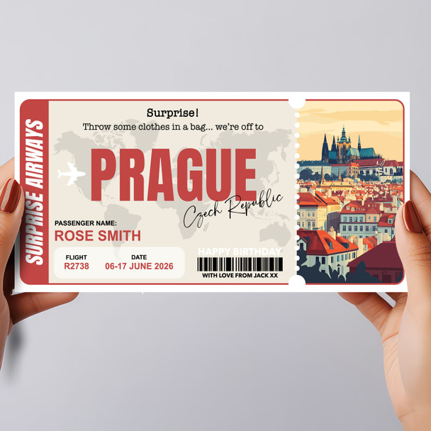 Trip To Prague Pass Personalised Gift Voucher Surprise Trip Holiday Ticket