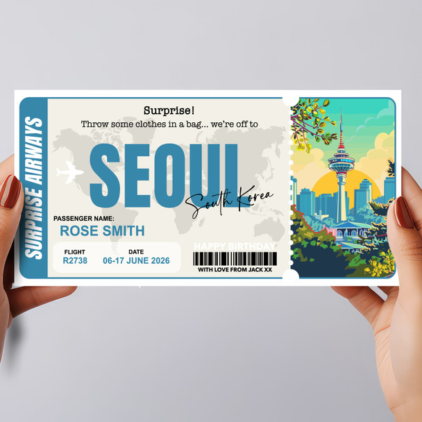 Trip To Seoul South Korea Personalised Gift Voucher Surprise Trip Holiday Ticket