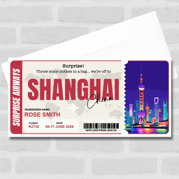 Trip To Shanghai China Personalised Gift Voucher Surprise Trip Holiday Ticket