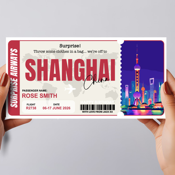 Trip To Shanghai China Personalised Gift Voucher Surprise Trip Holiday Ticket