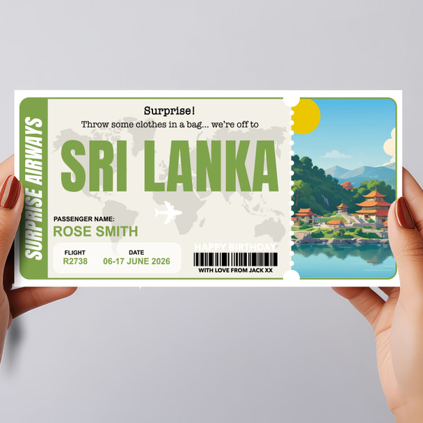 Trip To Sri Lanka Pass Personalised Gift Voucher Surprise Trip Holiday Ticket