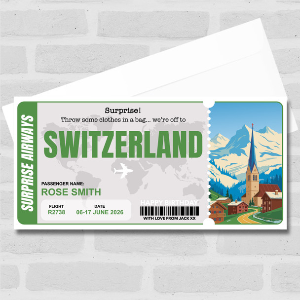 Trip To Switzerland Pass Personalised Gift Voucher Surprise Trip Holiday Ticket