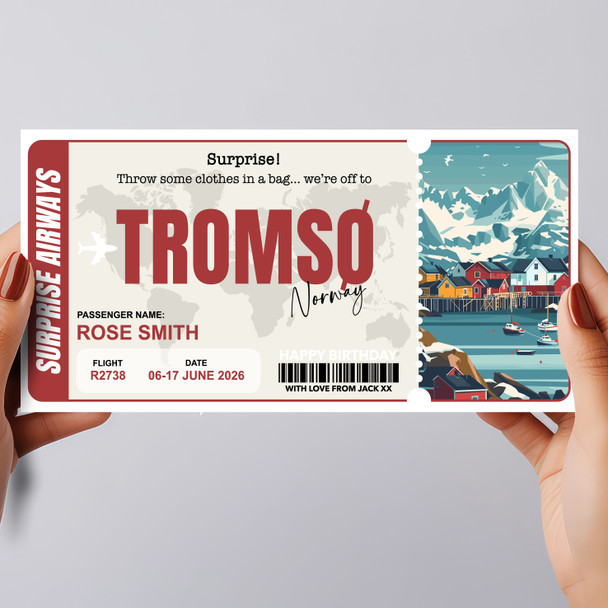 Trip To Tromso Norway Personalised Gift Voucher Surprise Trip Holiday Ticket