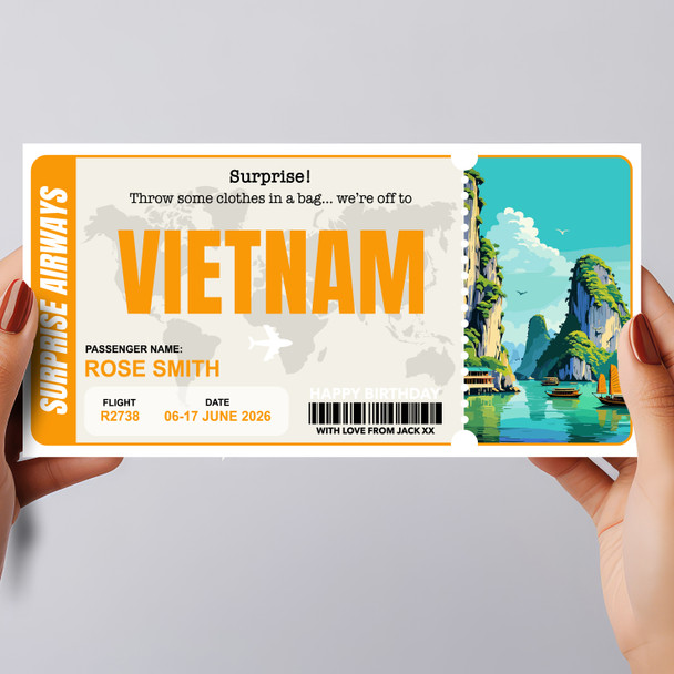 Trip To Vietnam Pass Personalised Gift Voucher Surprise Trip Holiday Ticket
