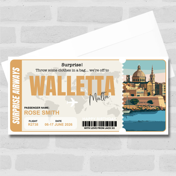 Trip To Walletta Malta Personalised Gift Voucher Surprise Trip Holiday Ticket