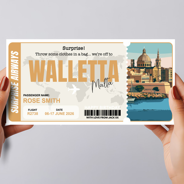Trip To Walletta Malta Personalised Gift Voucher Surprise Trip Holiday Ticket