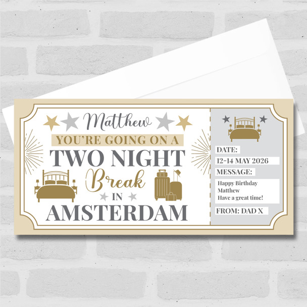 Two Night Break Amsterdam Personalised Gift Voucher Surprise Trip Holiday Ticket