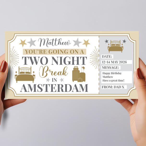 Two Night Break Amsterdam Personalised Gift Voucher Surprise Trip Holiday Ticket