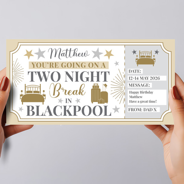 Two Night Break Blackpool Personalised Gift Voucher Surprise Trip Holiday Ticket