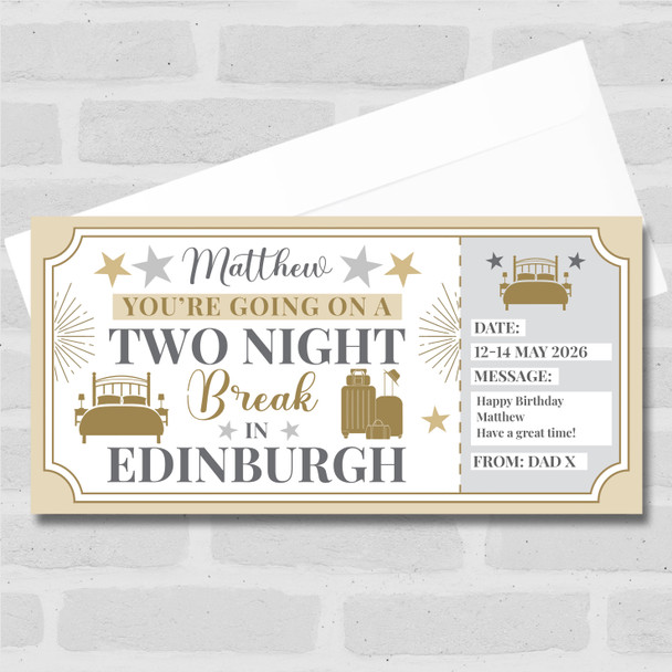 Two Night Break Edinburgh Personalised Gift Voucher Surprise Trip Holiday Ticket