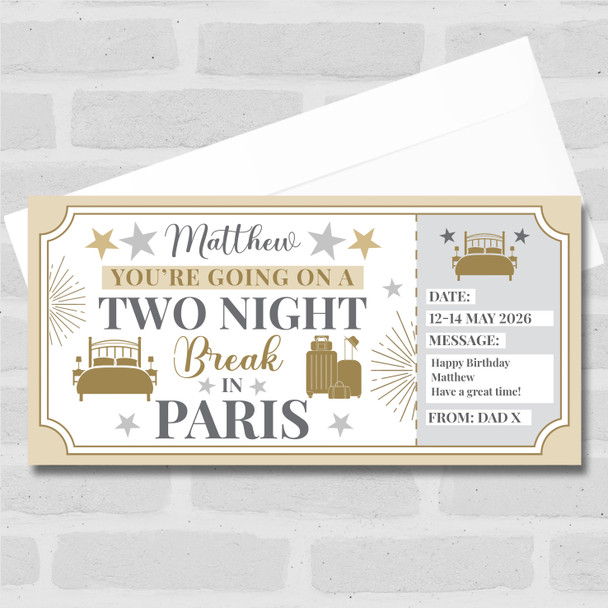Two Night Break Paris Personalised Gift Voucher Surprise Trip Holiday Ticket