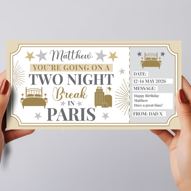 Two Night Break Paris Personalised Gift Voucher Surprise Trip Holiday Ticket