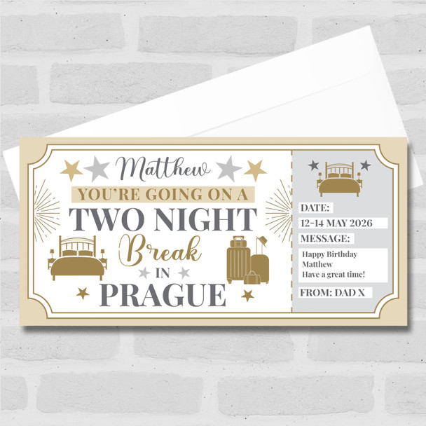 Two Night Break Prague Trip Personalised Gift Voucher Surprise Holiday Ticket