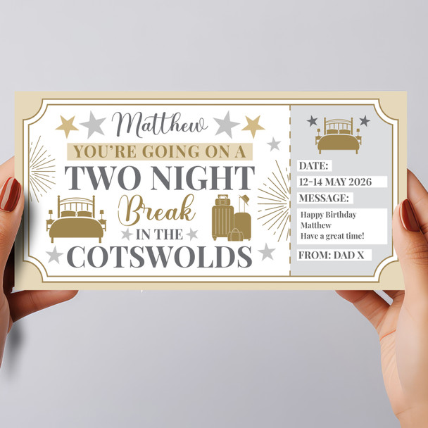 Two Night Break The Cotswolds Personalised Gift Voucher Surprise Holiday Ticket