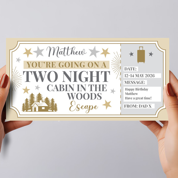 Two Night Cabin In Woods Escape Personalised Gift Voucher Surprise Trip Ticket