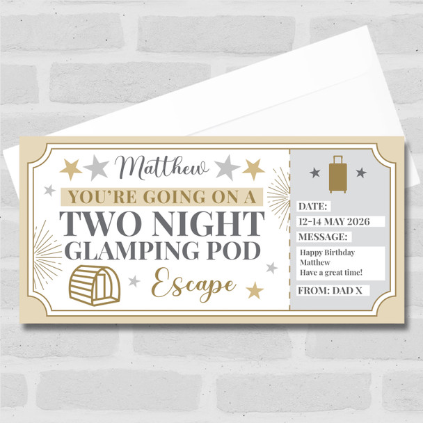 Two Night Glamping Pod Personalised Gift Voucher Surprise Trip Holiday Ticket