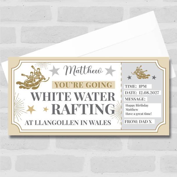 White Water Rafting Stars Gold Personalised Gift Voucher Surprise Ticket
