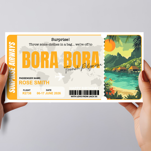 Bora Bora Polynesia Personalised Gift Voucher Surprise Trip Holiday Ticket