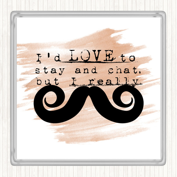 Watercolour Chat Mustache Quote Coaster
