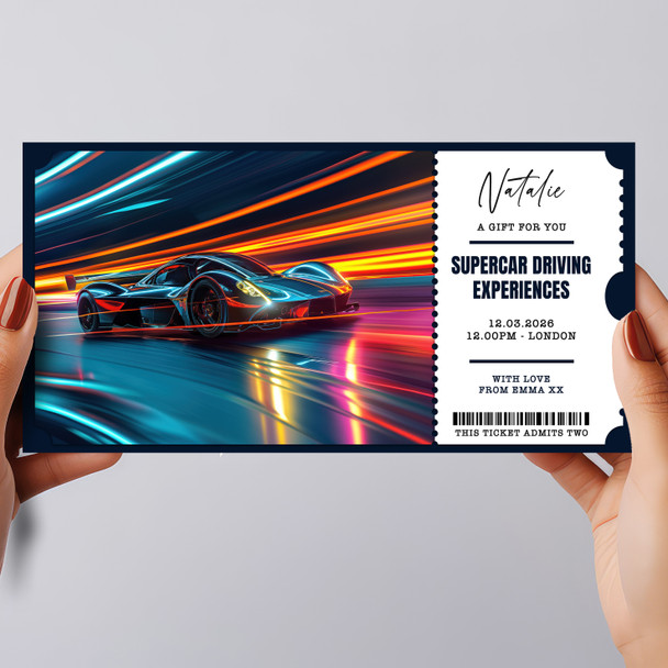Supercar Driving Experience Day Personalised Surprise Ticket Gift Voucher