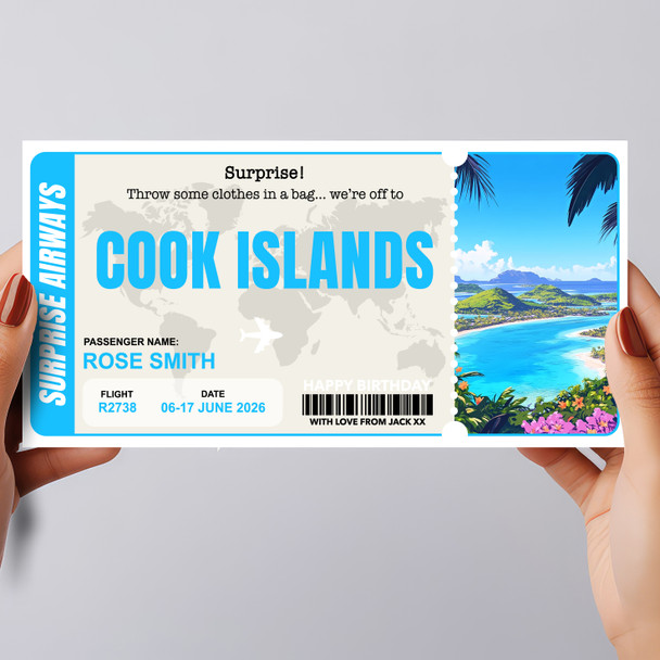 Cook Islands Pass Personalised Gift Voucher Surprise Trip Holiday Ticket