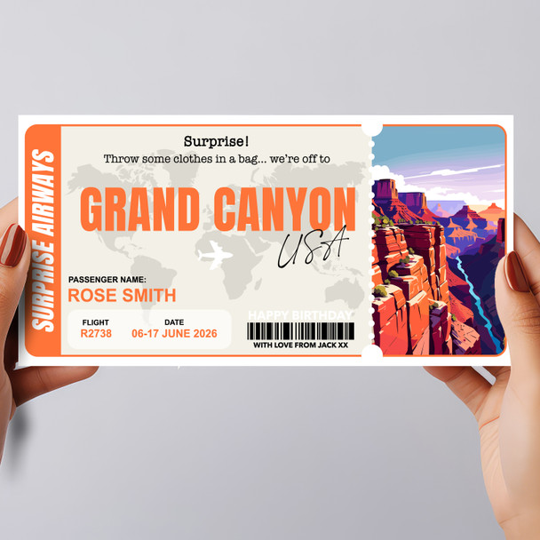 Grand Canyon Pass Personalised Gift Voucher Surprise Trip Holiday Ticket