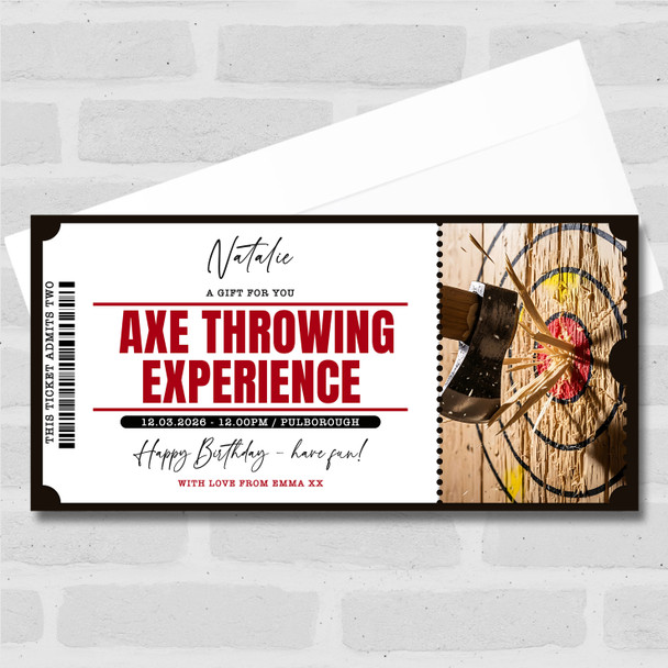 Axe Throwing Experience Personalised Surprise Ticket Gift Voucher