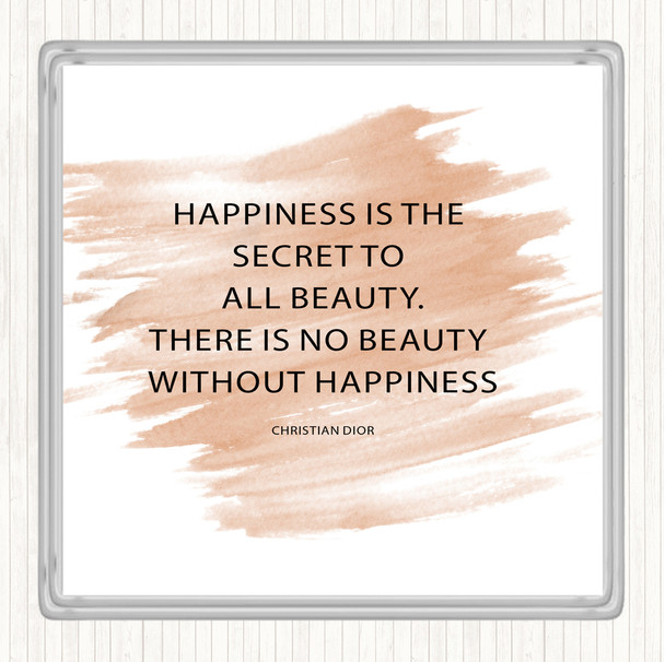 Watercolour Christian Dior Secret To Beauty Quote Coaster