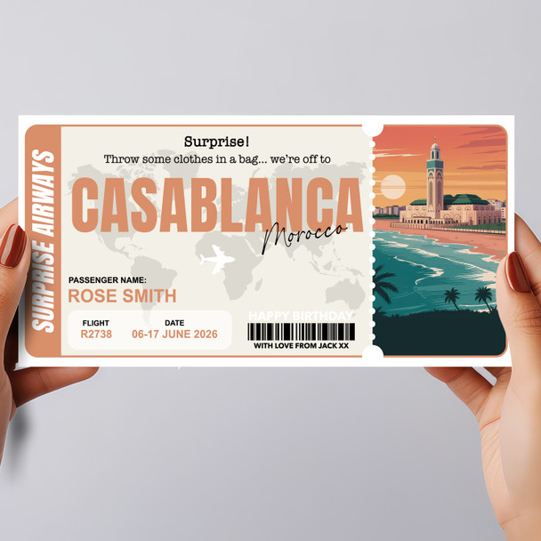 Morocco Casablanca Pass Personalised Gift Voucher Surprise Trip Holiday Ticket