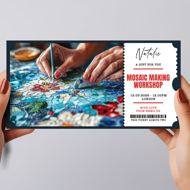 Mosaic Making Workshop Personalised Surprise Ticket Gift Voucher