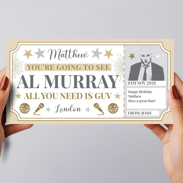 Al Murray Comedy Show Stars Gold Personalised Surprise Ticket Gift Voucher