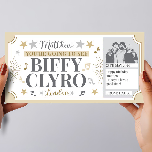 Biffy Clyro Concert Stars Gold Personalised Surprise Ticket Gift Voucher