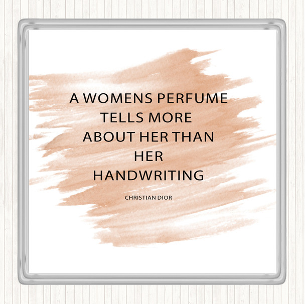 Watercolour Christian Dior Woman's Perfume Quote Coaster