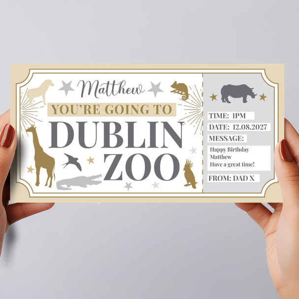 Dublin Zoo Stars Gold Personalised Surprise Ticket Gift Voucher