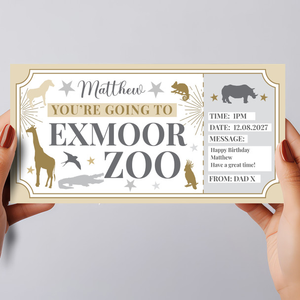 Exmoor Zoo Stars Gold Personalised Surprise Ticket Gift Voucher