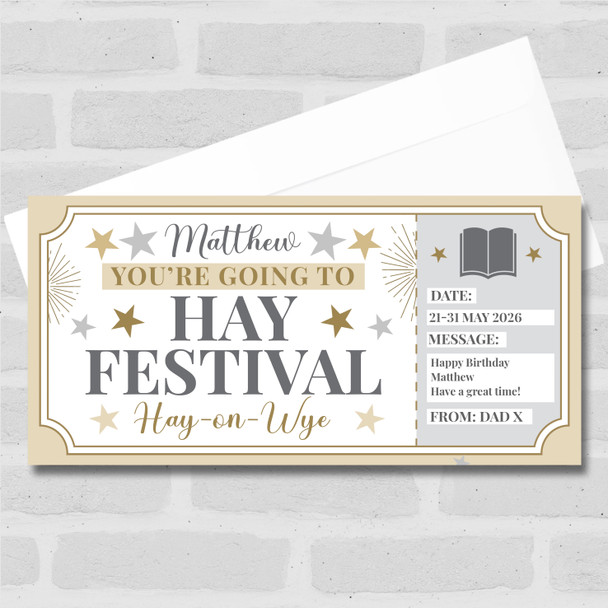 Hay Festival Stars Gold Personalised Surprise Ticket Gift Voucher