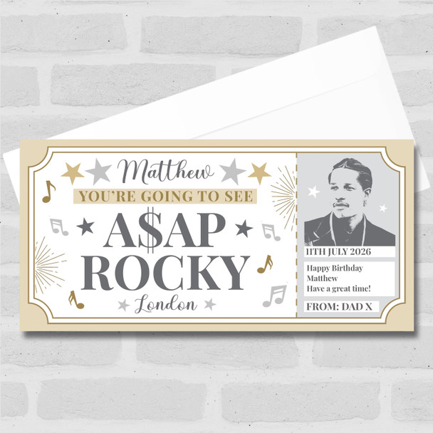 Asap Rocky Concert Stars Gold Personalised Surprise Ticket Gift Voucher