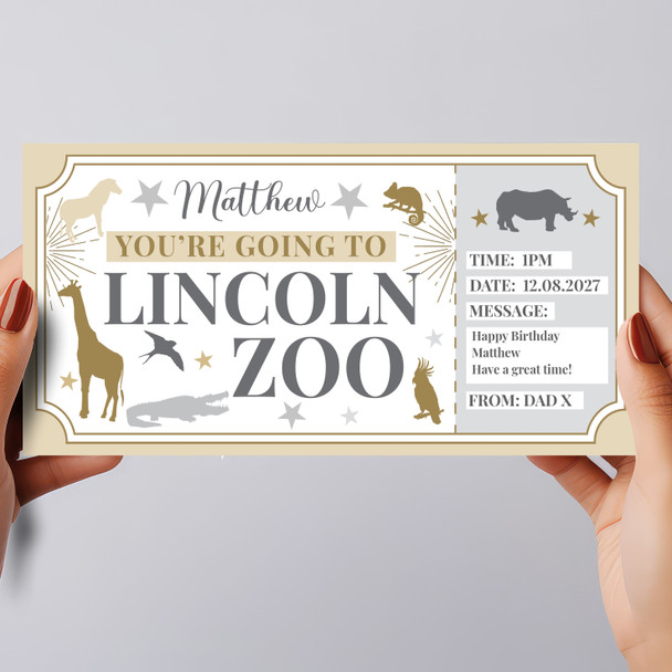 Lincoln Zoo Stars Gold Personalised Surprise Ticket Gift Voucher