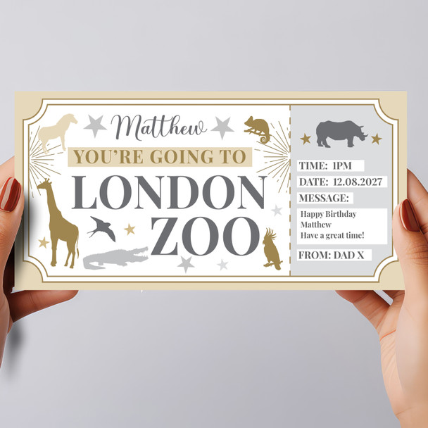 London Zoo Stars Gold Personalised Surprise Ticket Gift Voucher