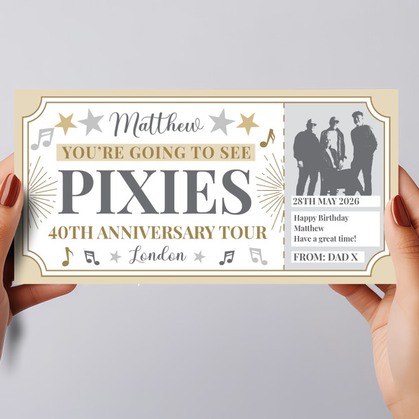 Pixies Concert Stars Gold Personalised Surprise Ticket Gift Voucher