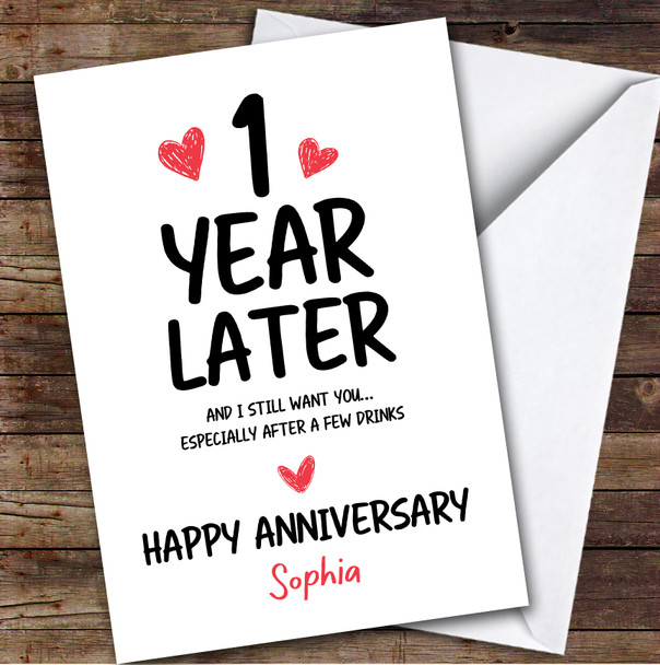 1st Wedding Anniversary Card Personalised 1 Year Later
