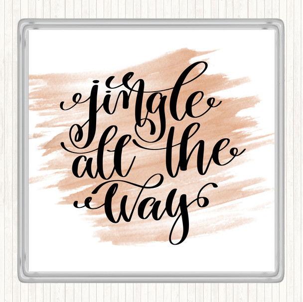 Watercolour Christmas Jingle All The Way Quote Coaster