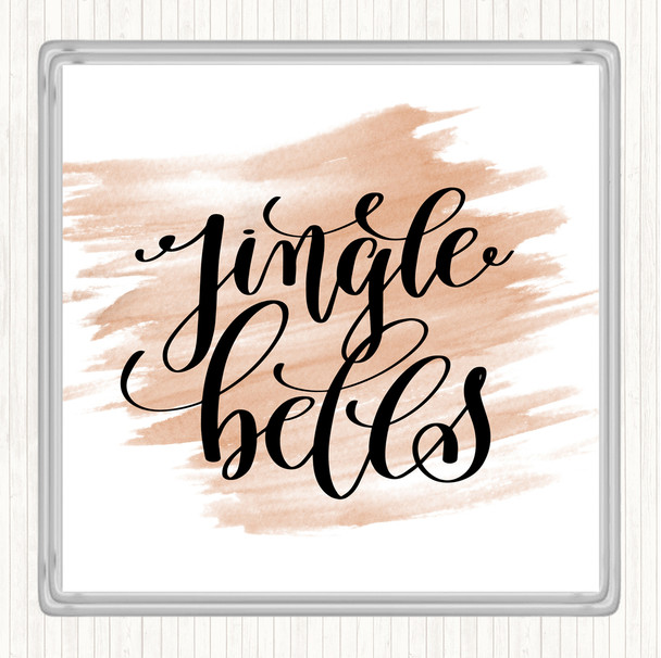 Watercolour Christmas Jingle Bells Quote Coaster