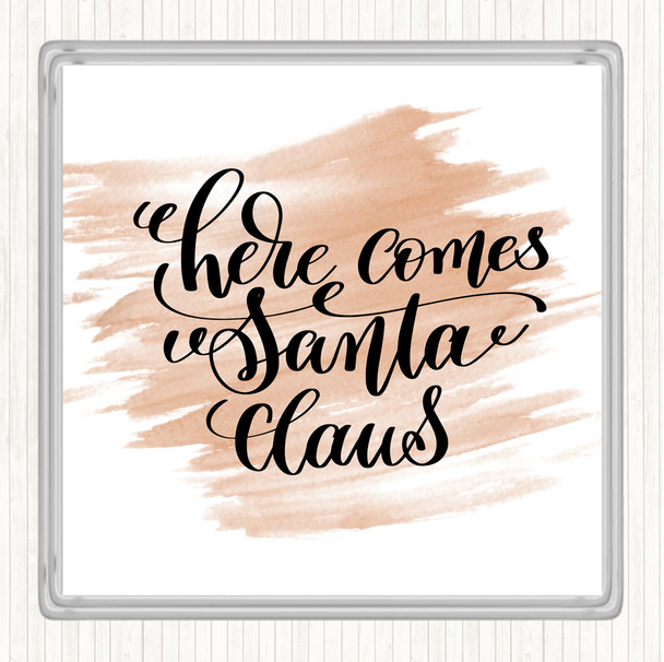Watercolour Christmas Santa Claus Quote Coaster