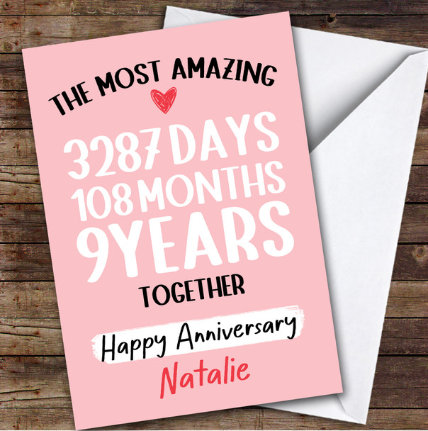 9th Wedding Anniversary Card Personalised The Most Amazing Years Wife