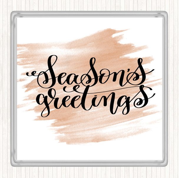 Watercolour Christmas Seasons Greetings Quote Coaster